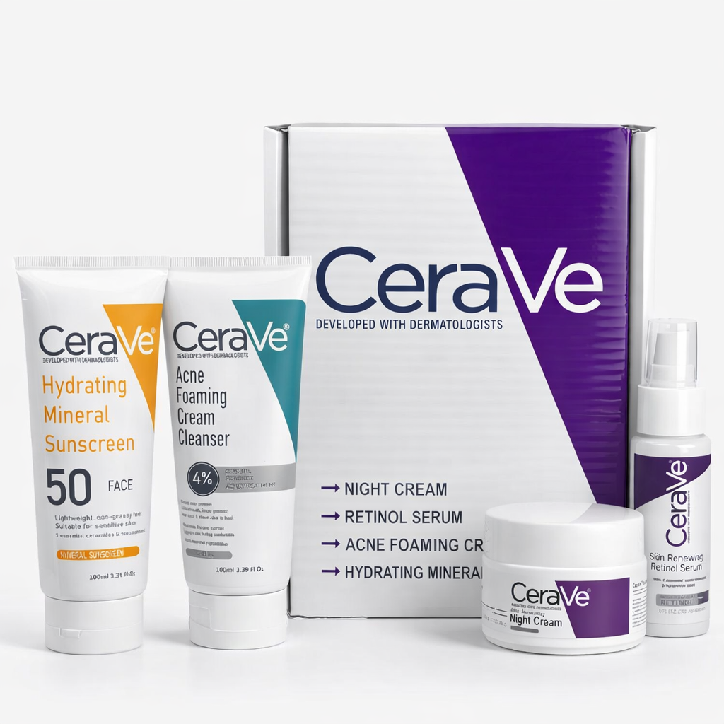CeraVe Acne & Anti-Aging Skincare Set with Cleanser, Retinol & SPF 50