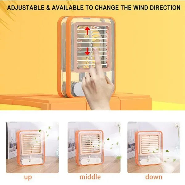 Type-C Rechargeable Portable Mini Air Conditioner Fan with Humidifier (3-Speed)