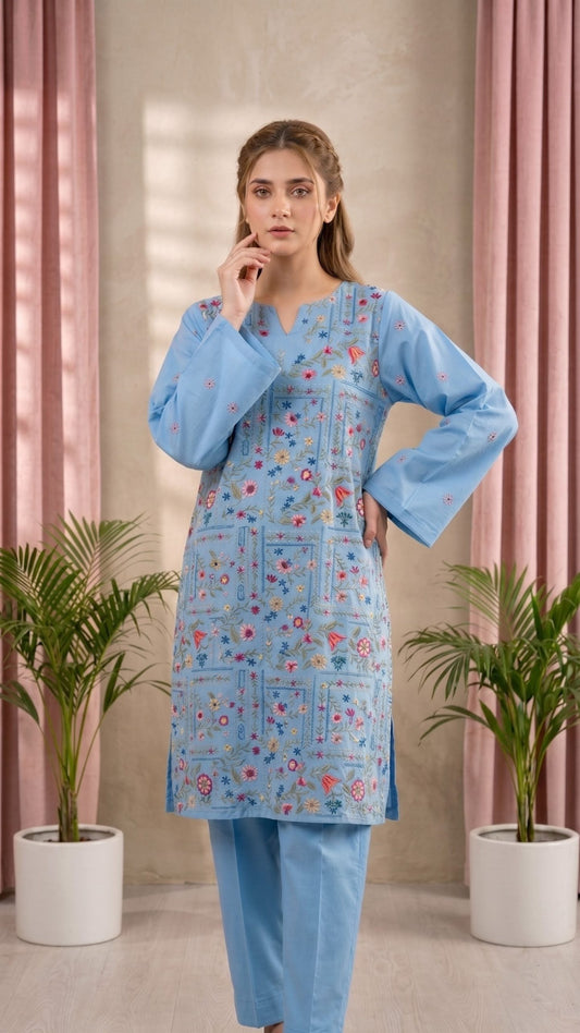2-Piece Unstitched Embroidered Lawn Suit