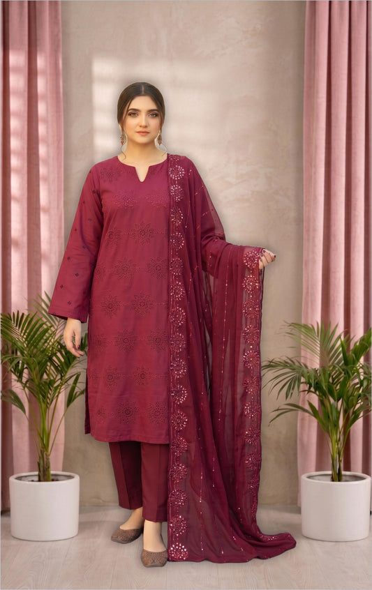 3-Piece Unstitched Embroidered Lawn Suit