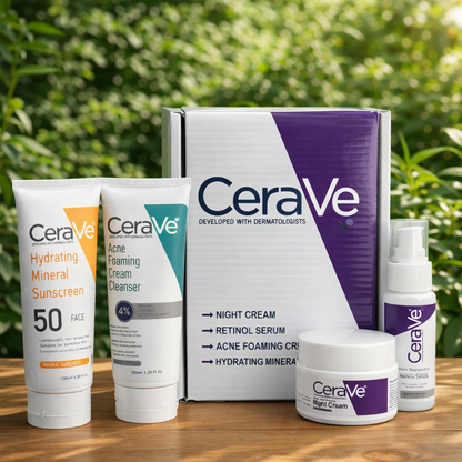 CeraVe Acne & Anti-Aging Skincare Set with Cleanser, Retinol & SPF 50