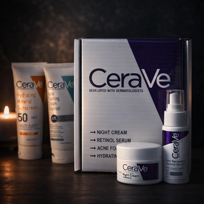 CeraVe Acne & Anti-Aging Skincare Set with Cleanser, Retinol & SPF 50