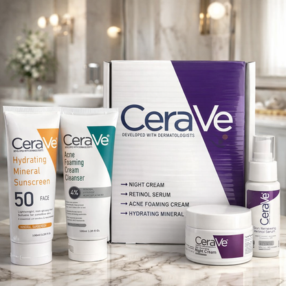 CeraVe Acne & Anti-Aging Skincare Set with Cleanser, Retinol & SPF 50