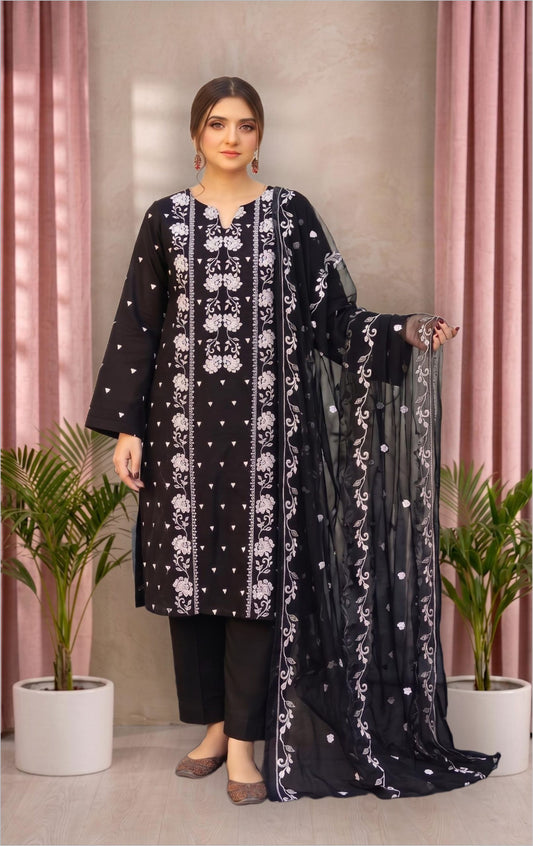 3-Piece Unstitched Embroidered Lawn Suit